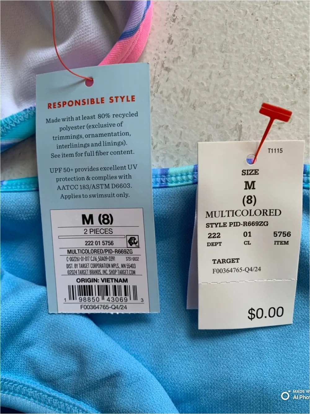 Cat & Jack Girls Blue Striped Bikini Set Size Medium NWT Beach Vacation